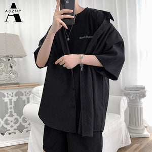 Oliga heren oversized shirt met korte mouwen