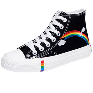 Rainbow high-top trainers