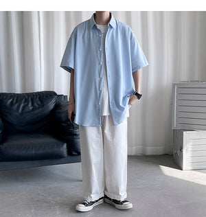 Oliga heren oversized shirt met korte mouwen