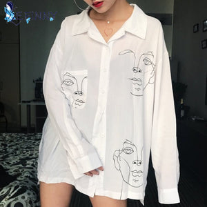 Faces bedrukt oversized shirt