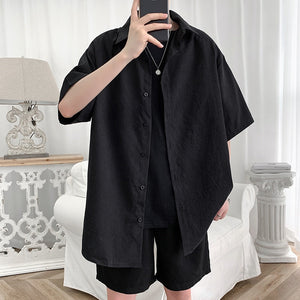 Oliga heren oversized shirt met korte mouwen