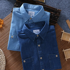 Jimmy denim shirt met korte mouwen