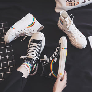 Rainbow high-top trainers