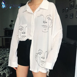 Faces bedrukt oversized shirt