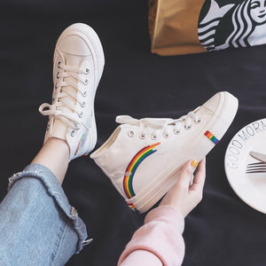 Rainbow high-top trainers