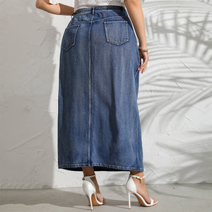 Denim rok plus maat Snap