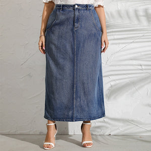 Denim rok plus maat Snap