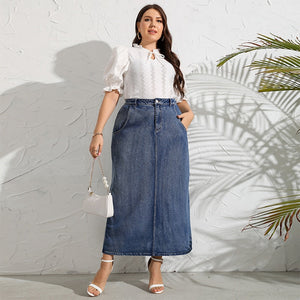 Denim rok plus maat Snap